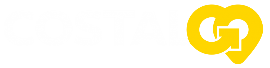 Logo COSTALGO blanco y amarillo